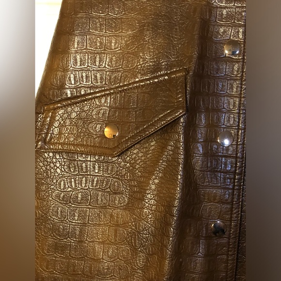 Zara  Brown Croc Embossed Faux Leather Mini Skirt XS - Picture 7 of 7